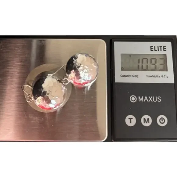 Hammered Sterling Silver 925 Dangle Earrings - Picture 7 of 7